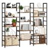 3 Tier Bookshelf, Industrial Small Bookcase Storage Organizer for Living Room, Bedroom