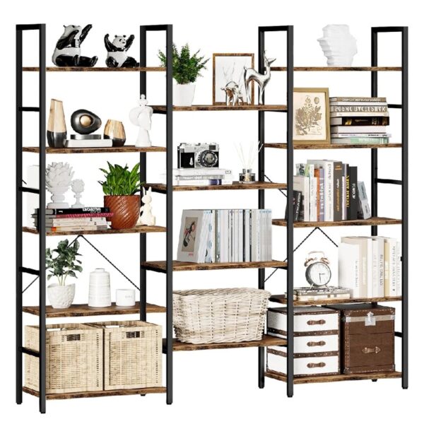 3 Tier Bookshelf, Industrial Small Bookcase Storage Organizer for Living Room, Bedroom