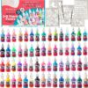 IDIY Fabric Paints, Set of 60 Colors - Bright 3D Fabric Paint - Includes Glitter, Metallic, Glow, Neon, 5 Stencils, 3 Brushes, Non-Toxic Water-Based and Permanent Puffy Effects - Craft, Gift