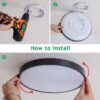 Flush Mount LED Ceiling Light Fixture,24W 2400lm Waterproof IP65 Ceiling Lamp Surface Mount Round Lighting Fixture for Bathroom,Kitchen Bedroom,black