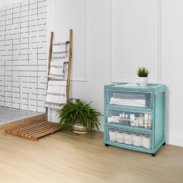 3 Drawer Wide Storage Cart, Gray