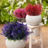RECUTMS 20 Bundles Outdoor Artificial Plant UV Resistant Fake Plants, Faux Plastic Greenery for Indoor Outside Hanging Plants Garden Porch Window(White)