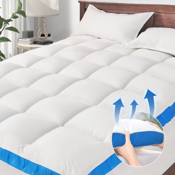Extra Thick Queen Mattress Topper, Pillow top Mattress Pad for Deep Sleep, White