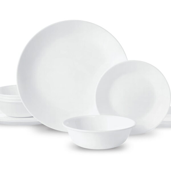 Winter Frost White, Round 12-Piece Dinnerware Set