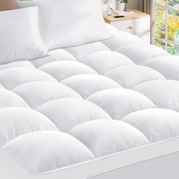 Extra Thick Queen Mattress Topper, Pillow top Mattress Pad for Deep Sleep, White
