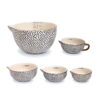 5-Piece Ceramic Mixing Bowl and Measuring Bowl Set, Dot Pattern