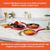 Nonstick Ceramic Cookware Set 3-Piece 7in/9in/11in, with Stay-Cool Handles, Aluminum, Red