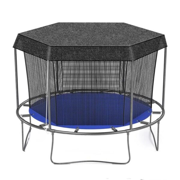 Trampoline With Integrated Shade Cover - Durable TPE Jump Mat And Safety Enclosure Net, Weather-Resistant Frame For All-Season Fun