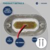 Oblong LED Courtesy Light, Boat Accent Lights, Marine Light for Boat Interior, Deck, Cockpit, Blue LED, IP67 Waterproof, 12V, for Pontoon, Fishing Boat, Yacht, RVs - 2-Pack- FO4138-M2