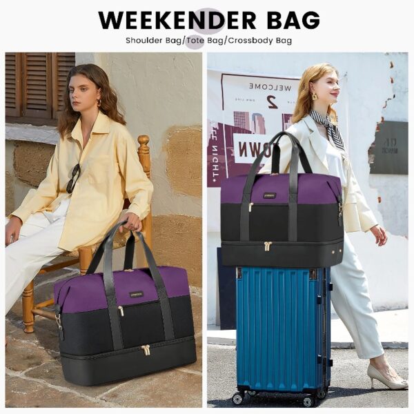 Travel Duffel Bag for Women, Large Weekender Overnight Bag, Carry-on Gym Bag with Separate Shoes Compartment, Mom Hospital Bags for Labor and Delivery with 2 Packing Cubes