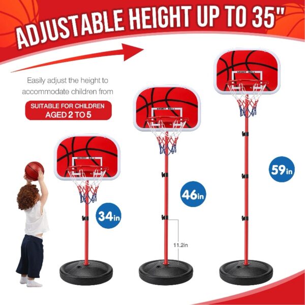 Basketball Hoop, Basketball Hoop Indoor Adjustable Height 2.8-5 FT - Toddler Basketball Hoop - Basketball Goals Indoor Outdoor Play