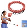 Weighted Fitness Hoop, Coral, Adjustable Diameter, One Hoop and Weight Attachment