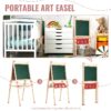 Art Easel for Kids with Paper Roll, Adjustable Double Side Art Drawing Standing Chalkboard for Toddlers 3-12, Boy & Girls Wooden Gift & Art Supplies for Toddler