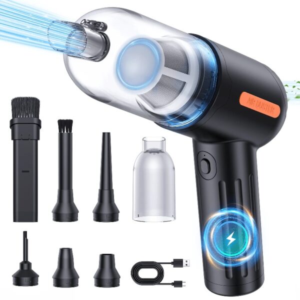 Handheld Car Vacuum Cleaner, 18000PA Hand Held Vacuum Portable Cordless, 2 in 1 Air Duster and Vacuum Cleaner with Multi-Nozzles, High Power Mini Vacuum for Home, Pet, Office