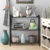 3-shelf Wire Shelving,  Adjustable Storage Rack Unit, Microwave Bakers Rack Garage Kitchen Organizer, Capacity for 200 lbs