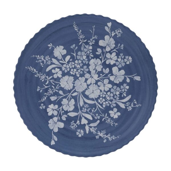 12-Piece Daisy Bamboo Melamine Dinnerware Set, Blue