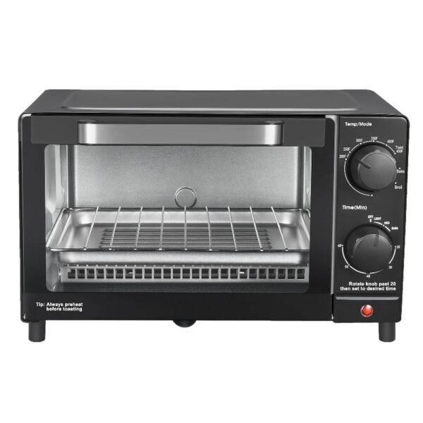 4 Slice Countertop Toaster Oven with 3 Settings, includes Baking Rack and Pan, Black, New