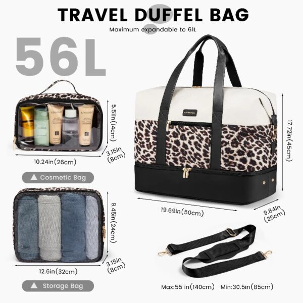 Travel Duffel Bag for Women, Large Weekender Overnight Bag, Carry-on Gym Bag with Separate Shoes Compartment, Mom Hospital Bags for Labor and Delivery with 2 Packing Cubes