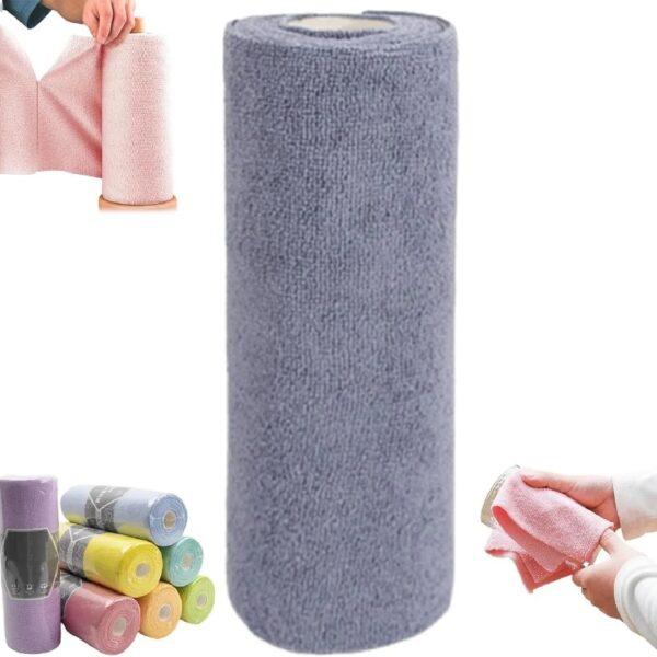 Reusable Microfiber Paper Towels Roll, Beneathk Microfiber Paper Towels Roll, Reusable Paper Towels Washable Roll, Scratch Free, Ultra Absorbent Dish Rags for Kitchen, Car, Dishes (Gray)