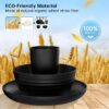 35 Pieces Wheat Straw Dinnerware Sets for 4, Plates and Bowls Sets With Cutting Board and Fruit knife, Outdoor Camping Dishes Sets, Microwave & Dishwasher Safe, Lightweight & Unbreakable, Black