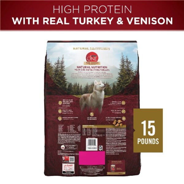 True Instinct Dry Dog Food for Adult Dogs, High Protein Real Turkey & Venison, 15 lb Bag