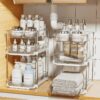 3 Tier Pull-Out Under Sink Organizer Storage, Bathroom Stackable Pantry Counter Sliding Cabinet Organization and Storage, 2 Sets