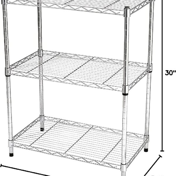 3-shelf Wire Shelving,  Adjustable Storage Rack Unit, Microwave Bakers Rack Garage Kitchen Organizer, Capacity for 200 lbs