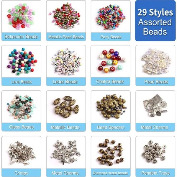 Jewelry Making Kit, 1960 pcs Jewelry Making Supplies Includes Jewelry Beads, Instructions, Findings, Wire for Bracelet, Necklace, Earrings Making Kit for Adults by Inscraft