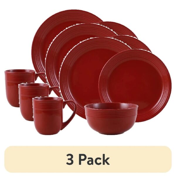 Chiara 16-Piece Stoneware Gray Dinnerware Set