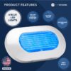 Oblong LED Courtesy Light, Boat Accent Lights, Marine Light for Boat Interior, Deck, Cockpit, Blue LED, IP67 Waterproof, 12V, for Pontoon, Fishing Boat, Yacht, RVs - 2-Pack- FO4138-M2