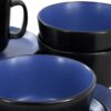 16 Piece Stoneware Dinnerware Set in Two Tone Black & Blue