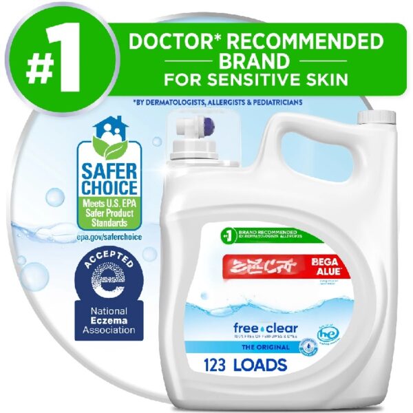 Free Clear Liquid Laundry Detergent, 184.5 oz, 123 Loads