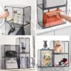 Stackable Storage Bins Durable and Dustproof Organizer, Transparent Gray, 3 Pack