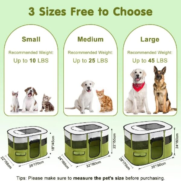 a8ebe1ea5ab244f88451b329015ac35c Portable Pet Playpen, 600D Oxford Foldable Dog Play Tent Kennel Crate for Indoor Outdoor Travel Camping, Come with Free Carrying Case&Folding Bowl, Great for Puppy Cat Bunny, Green L