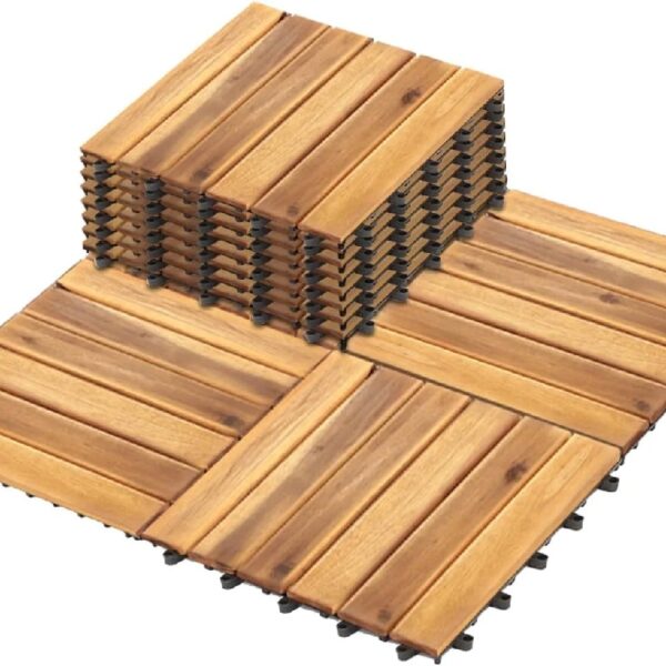 10PCS Interlocking Deck Tiles Plastic Waterproof Outdoor Flooring 12