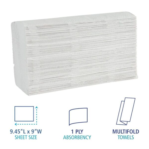 in. x 9.45 in. 1-Ply Multifold Paper Towels - White (16/Carton) 250 sheet (Pack of 16)