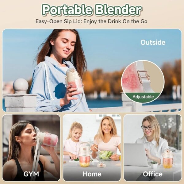 Portable Blender, BPA Free 27oz Personal Blender for Smoothies and Shakes, Juicer Blender (White)