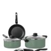 7 Piece Non Stick Aluminium, Pots and Pans Cookware Set, Black