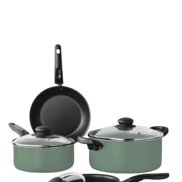 7 Piece Non Stick Aluminium, Pots and Pans Cookware Set, Black