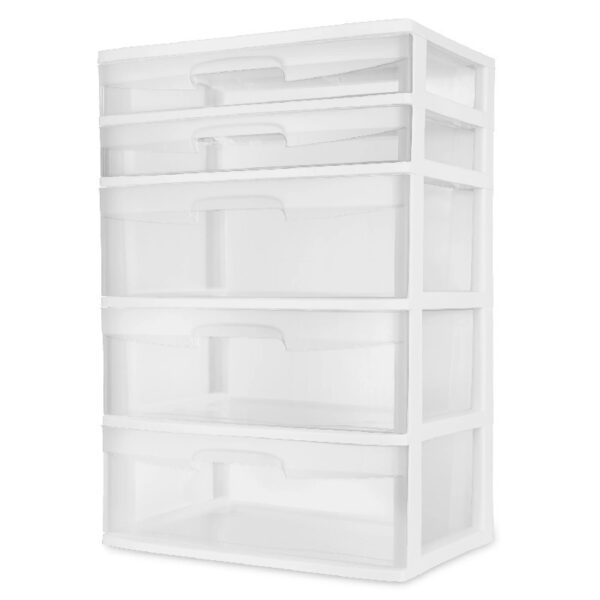 5 Drawer Wide Tower Black
