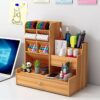 Wooden Pen Pencil Storage Holder Organizer Office Study Desk Tidy Caserack Shelf