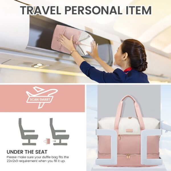 Travel Duffel Bag for Women, Large Weekender Overnight Bag, Carry-on Gym Bag with Separate Shoes Compartment, Mom Hospital Bags for Labor and Delivery with 2 Packing Cubes