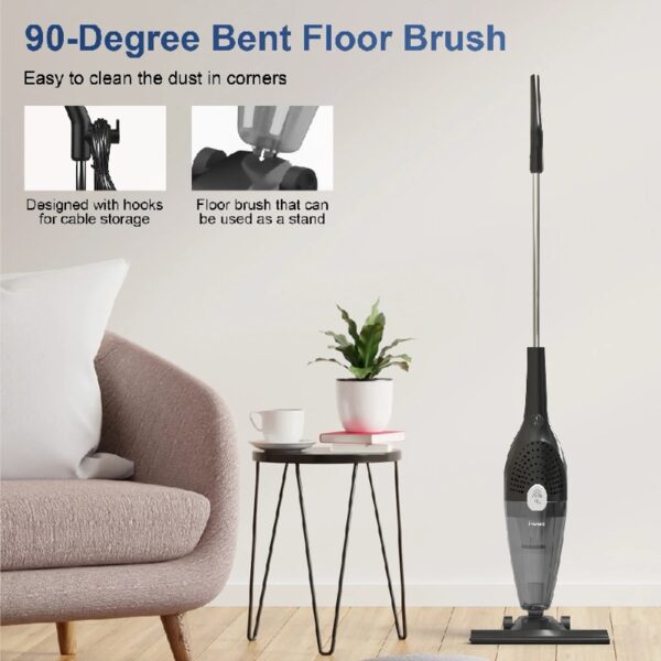 25Kpa Corded Stick Vacuum Cleaner with Powerful Suction, 3-in-1 Lightweight Handheld Vacuum Cleaner for Home Carpet Pet Hair, Black Grey, BR602