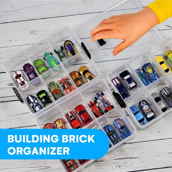 Toy Organizer With 18 Adjustable Compartments Compatible with Calico Critter, Hot Wheels, Lego Storage Organizer