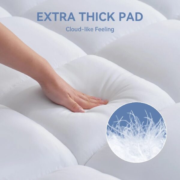 Extra Thick Mattress Topper, Cooling Mattress Pad Cover, Organic Cotton Pillow Top Protector with 8-21 Inch Deep Pocket, Twin Size