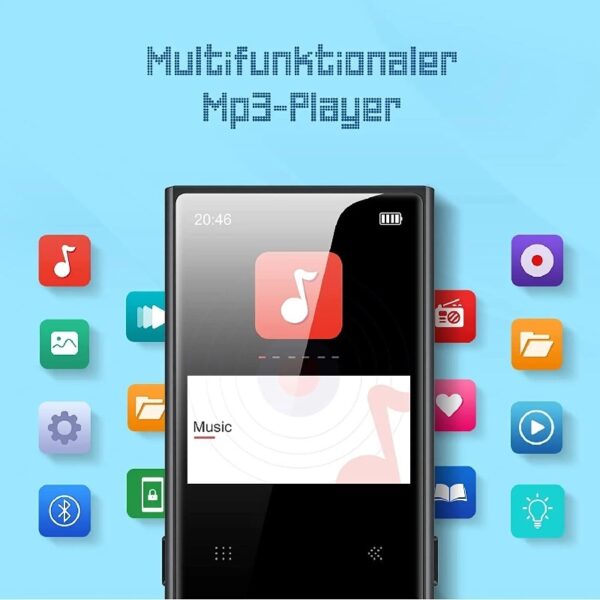D22 Portable MP3 Player/Black 32GB FM 1.8''/Touch Button/5.0 Bluetooth/Multilingual