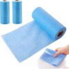 Disposable Cleaning Towels,Reusable Cleaning Cloths Dish Paper Towels,3 Rolls 150 Sheets Disposable Cleaning Cloths All Purpose Dish Cloths Non Woven Blue Cloths Wash Free