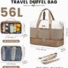 Travel Duffel Bag for Women, Large Weekender Overnight Bag, Carry-on Gym Bag with Separate Shoes Compartment, Mom Hospital Bags for Labor and Delivery with 2 Packing Cubes