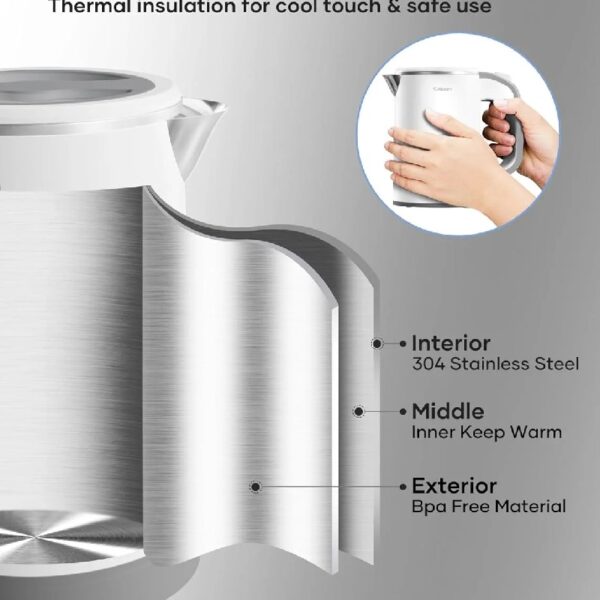 Travel Electric Tea Kettle with Auto Shut-Off & Boil Dry Protection, 304 Stainless Steel Mini Portable Water Boiler, 0.8 L Fast Heating Coffee Kettle, Perfect Holiday Gifts Black