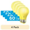 (4 pack)  LED Light Bulb, 7.5W (60W Equivalent) A19 Lamp E26 Medium Base, Non-dimmable, Yellow, 2-Pack